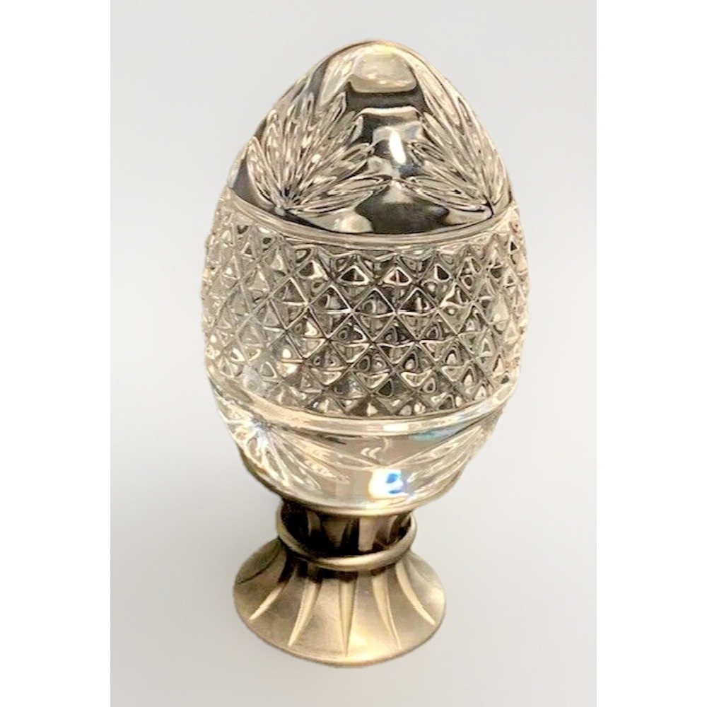 Vintage Crystal MCM Decor Pewter Metal Base Stand France Art Deco Regency Rococo